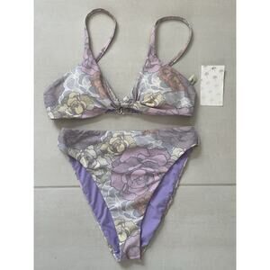 Dippin Daisys Swim Women Bikini Top Plunge High Waist Floral Swimwear